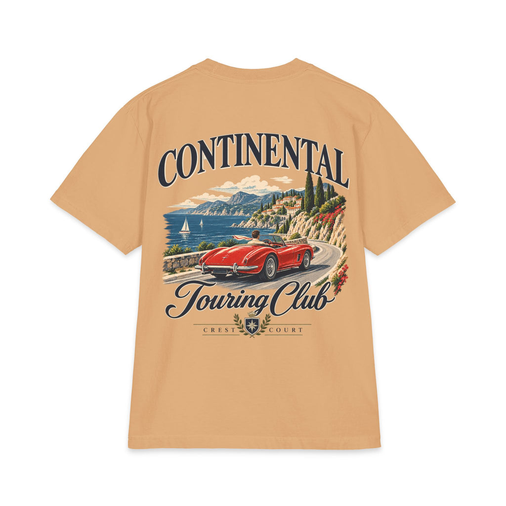 Crest & Court Continental Touring Club heavyweight tee — product mockup 6
