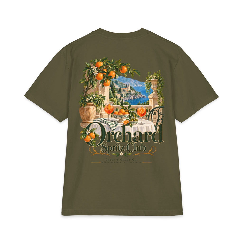 Crest & Court Orchard Spritz Club heavyweight tee — product mockup 6
