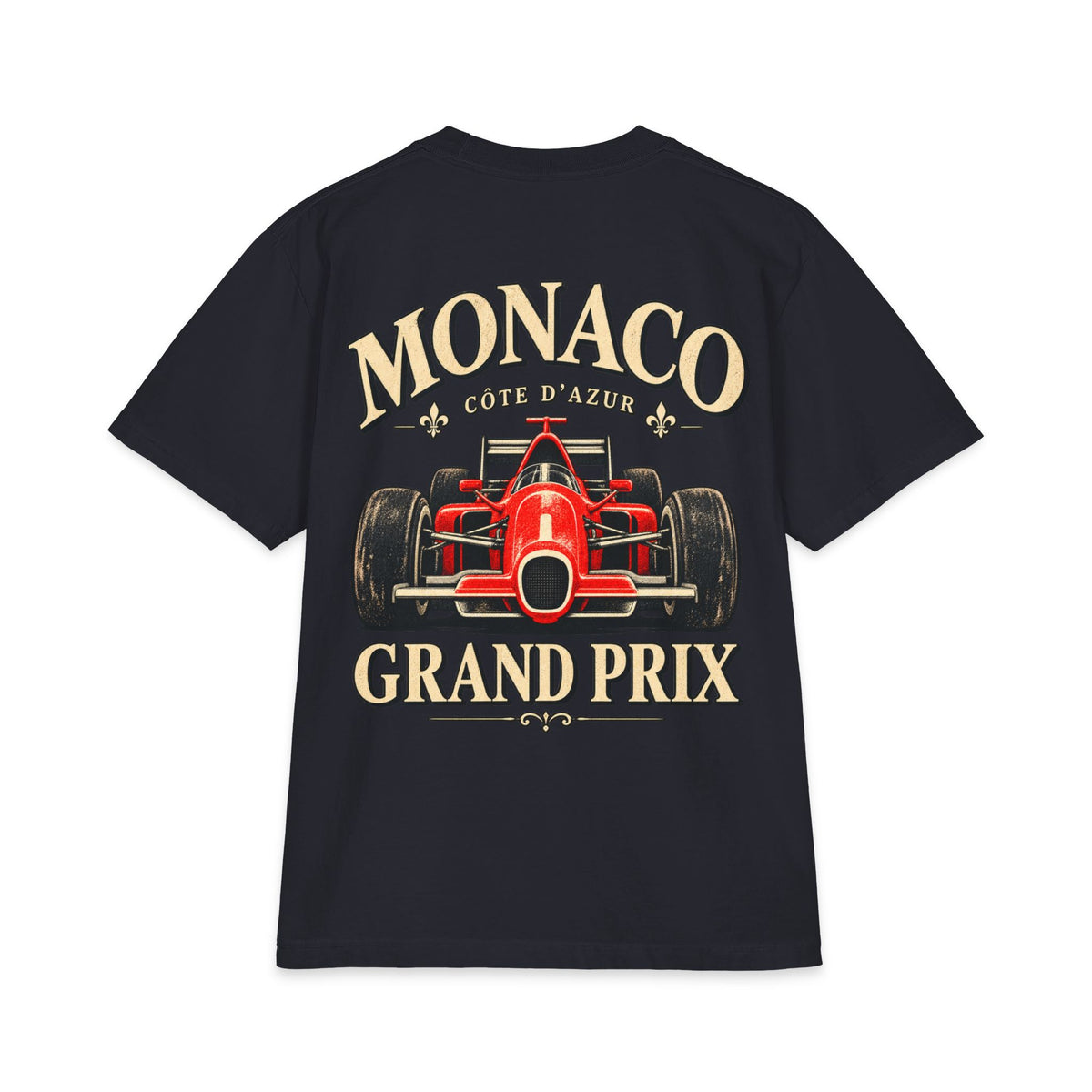 Crest & Court Monaco Grand Prix heavyweight tee — product mockup 6