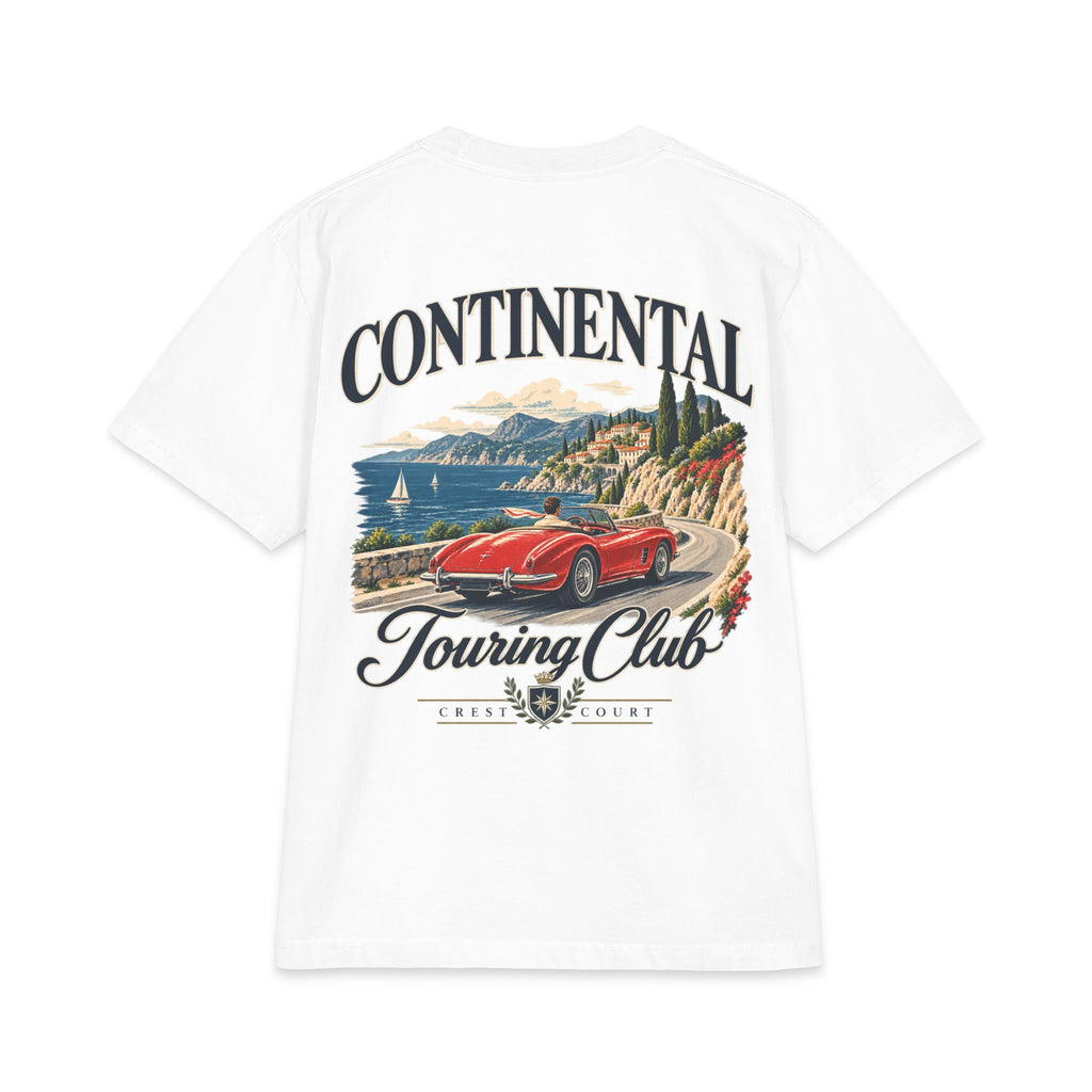 Crest & Court Continental Touring Club heavyweight graphic T-shirt — featured original European grand touring design