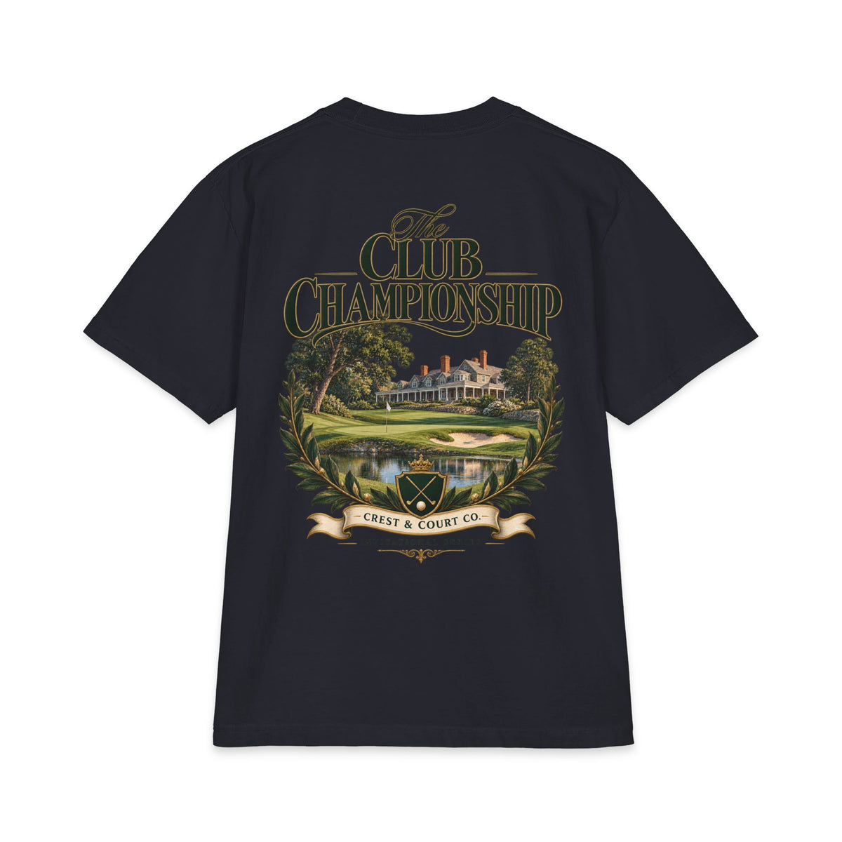Crest & Court The Club Championship heavyweight tee — product mockup 6