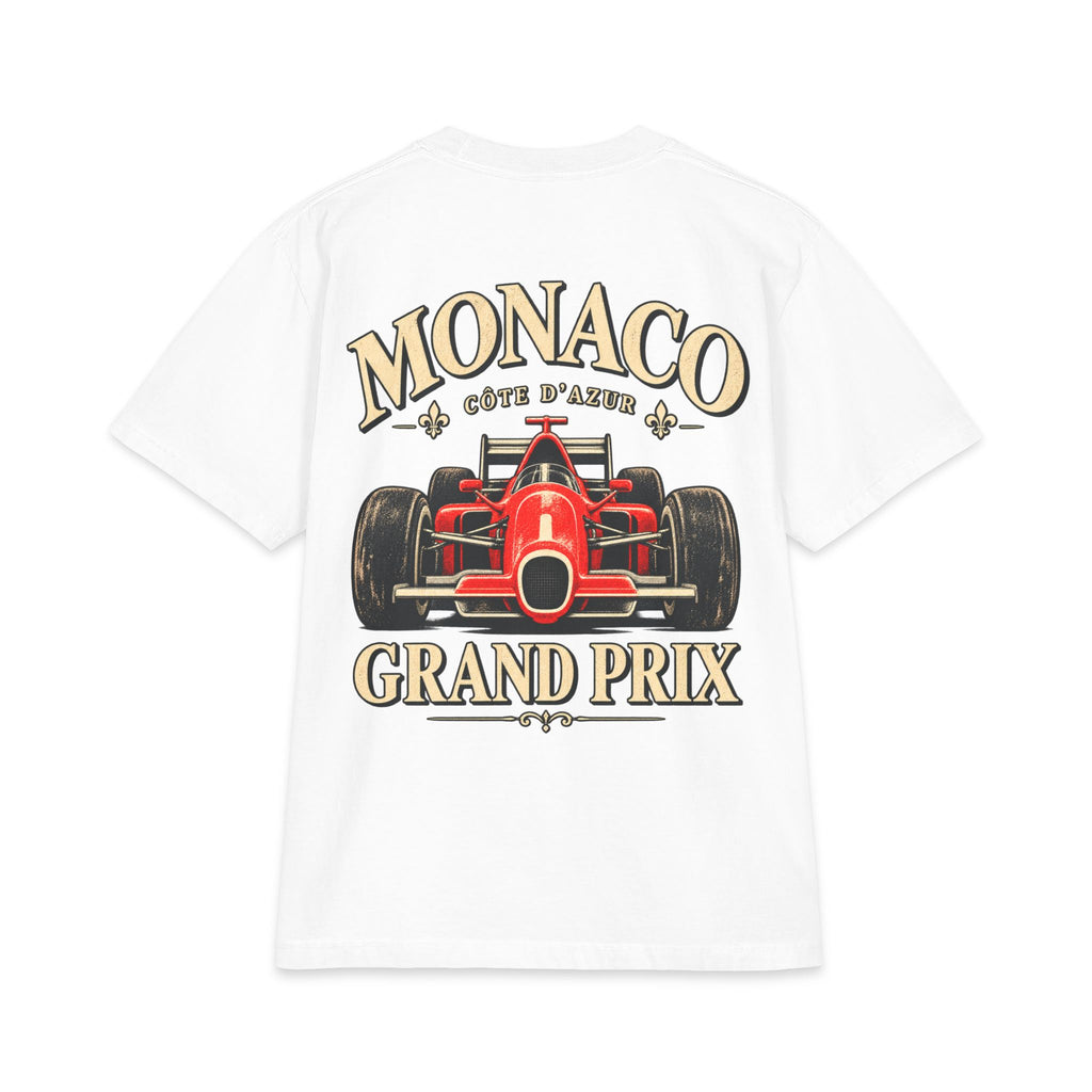 Crest & Court Monaco Grand Prix heavyweight graphic T-shirt — featured original motorsport-inspired product design
