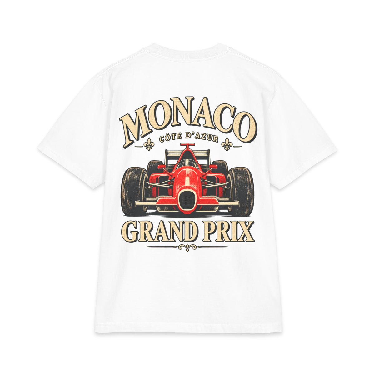 Crest & Court Monaco Grand Prix heavyweight graphic T-shirt — featured original motorsport-inspired product design